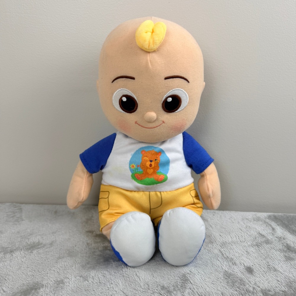 CoComelon JJ Bedtime Plush Doll Blue Shirt Yellow Shorts Musical‎ Toy 2022